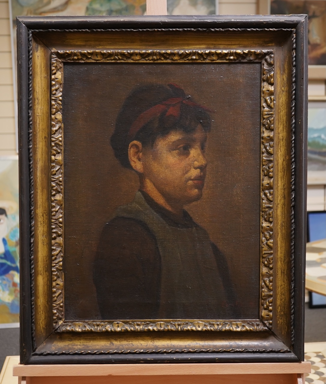 Dutch School, early 20th century, A profile portrait of a girl